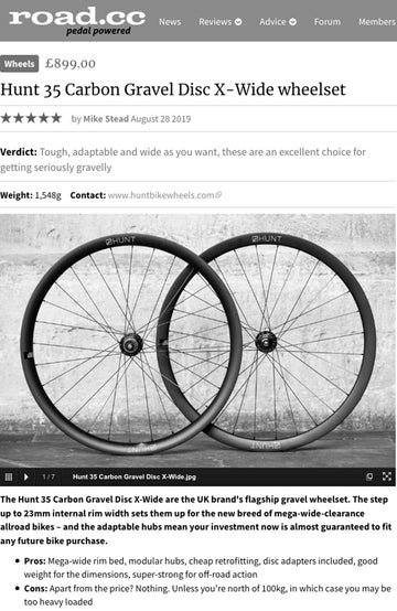 Road.cc 5/5 Review - HUNT 35 Carbon Gravel Disc X-Wide Wheelset
