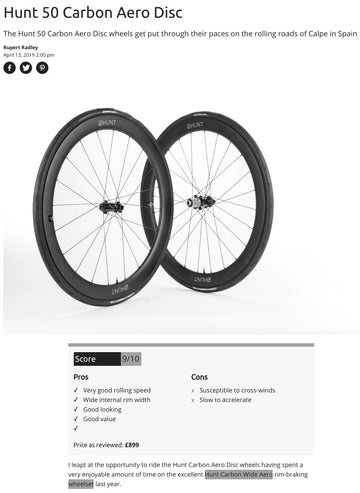 Cycling Weekly 9/10 Best Value Award - HUNT 50 Carbon Aero Disc Wheelset