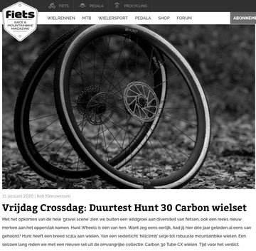 Fiets.nl Field Test Review - HUNT 30 Carbon CX Disc Tubular Wheels